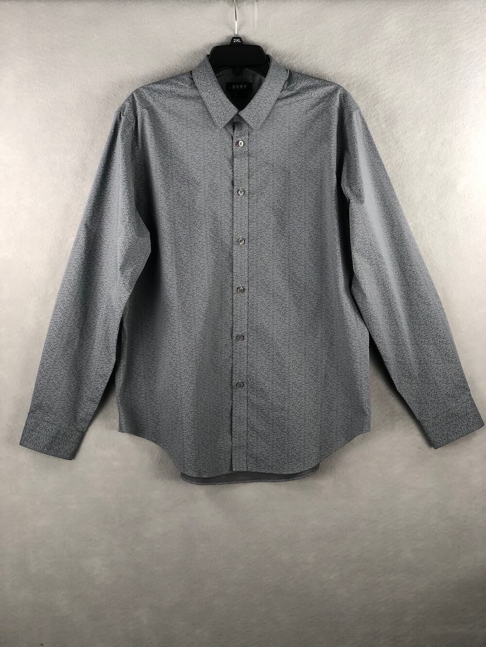 DKNY Button-Up Shirt Slim Fit Stretch Men's Size 17 34/35